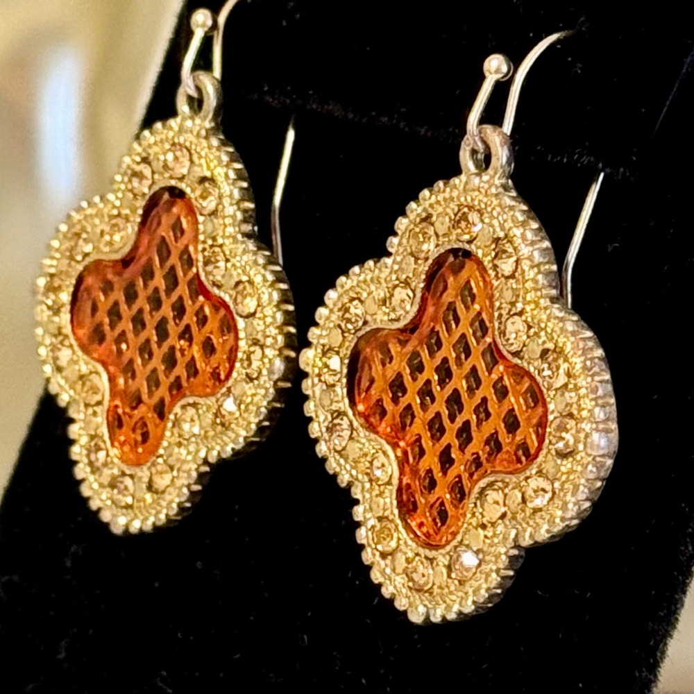 Topaz and Amber Bohemian Moroccan Dangle Earrings